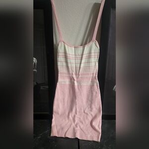 Pink and Cream Striped Knit Tank Dress